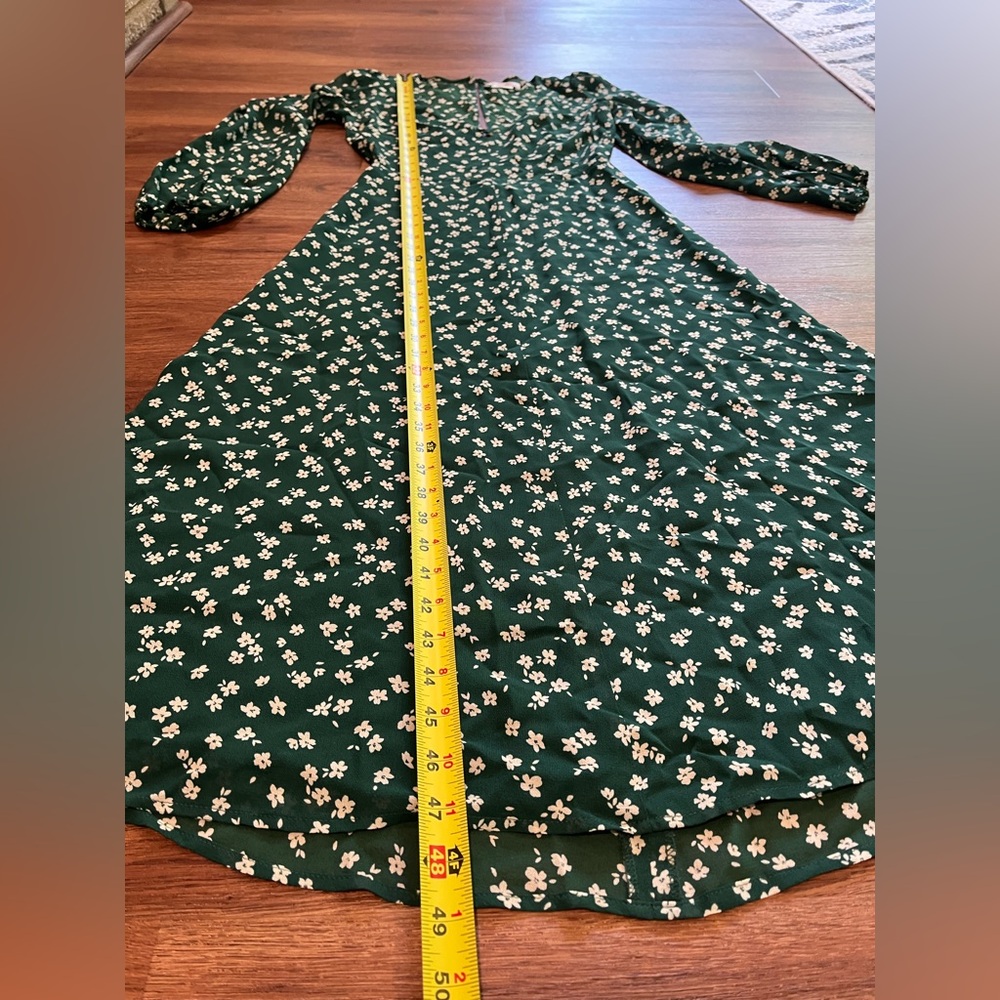 REFORMATION Joy Dress Annette Print Green White Ditsy Floral Open Back Women's 0 - Picture 13 of 16
